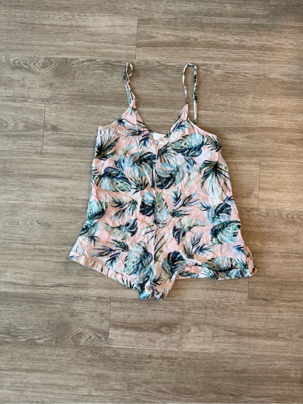 Tori Praver Palm Leaf Tropical One Piece Vacation Romper, Size Small